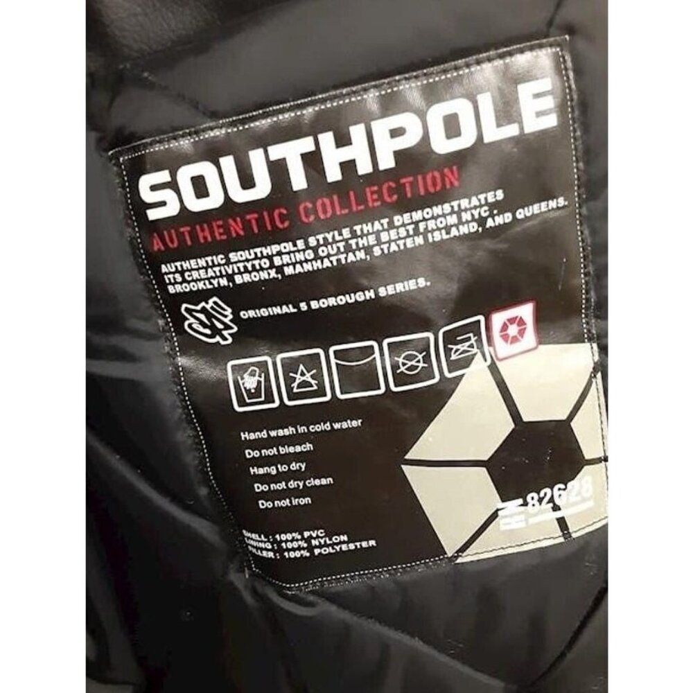 Southpole Varsity Bomber Jacket Mens XL Black Excellent Faux Leather Streetwear - Picture 6 of 12